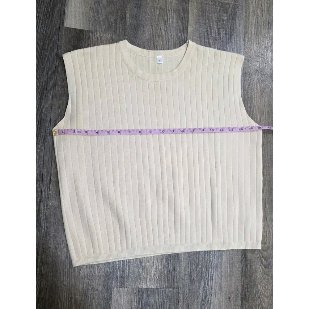 Cream Crop Sweater Tank Top Fashion Brand Women's Size Large - Picture 6 of 6